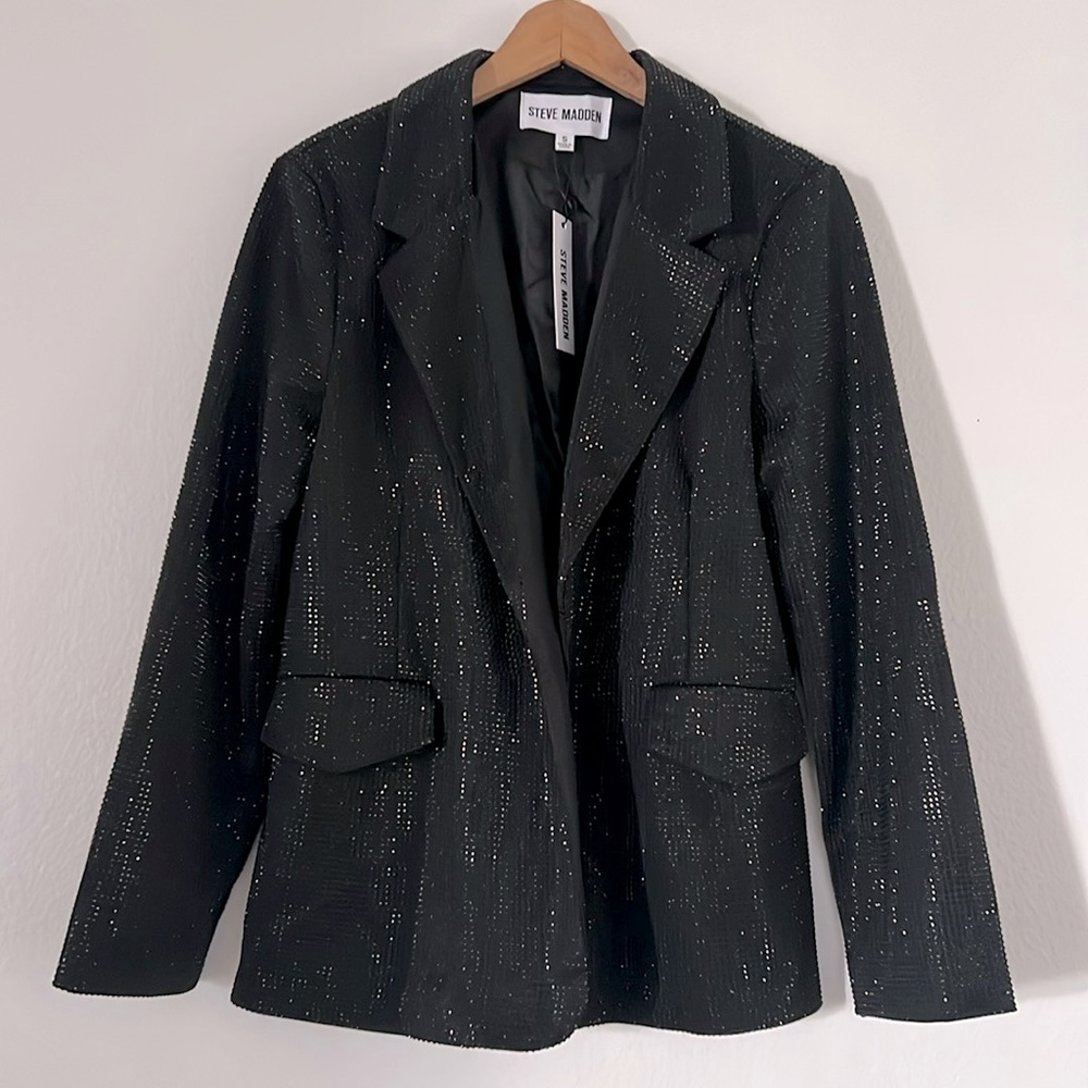 New Steve Madden Black Stone Open Front Blazer Size S & M